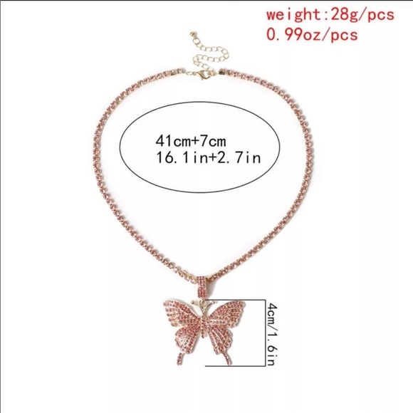 Butterfly 🦋 Necklace Pink - Picture 2 of 5